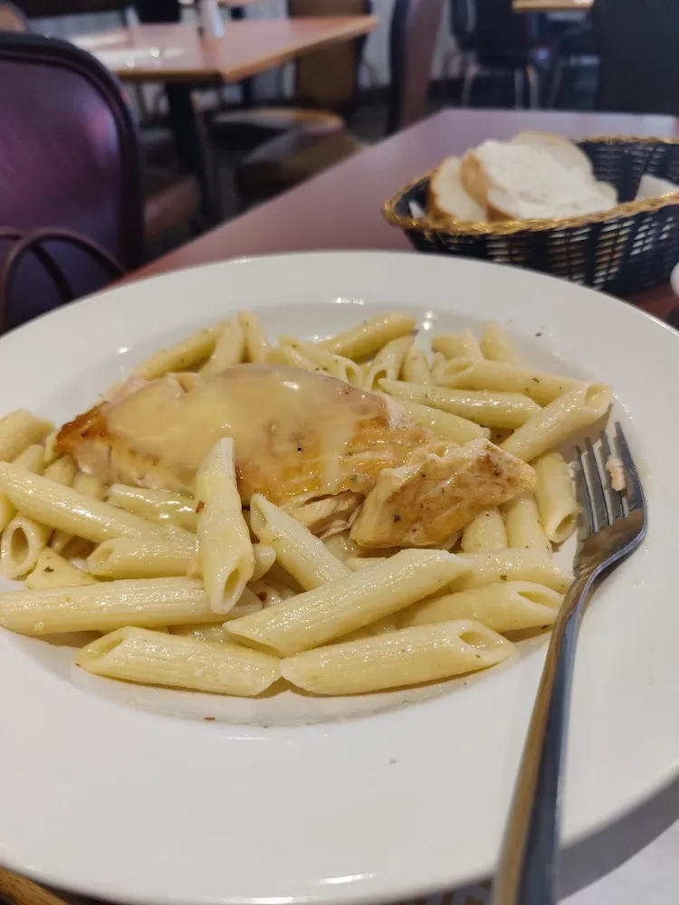 Penne with Lemon Sauce and a Piece of Salmon